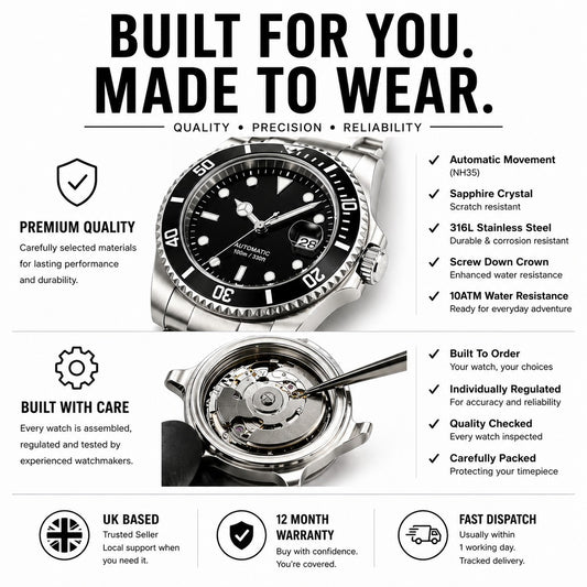 CHOOSE YOUR OWN Automatic Divers Watch Choice Sapphire Crystal 100m UK SELLER 1