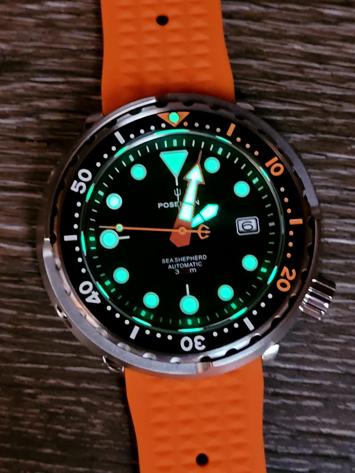 300M Tuna Style Automatic Diver Watch Orange Black NH35 Sapphire Steel POSEIDON20