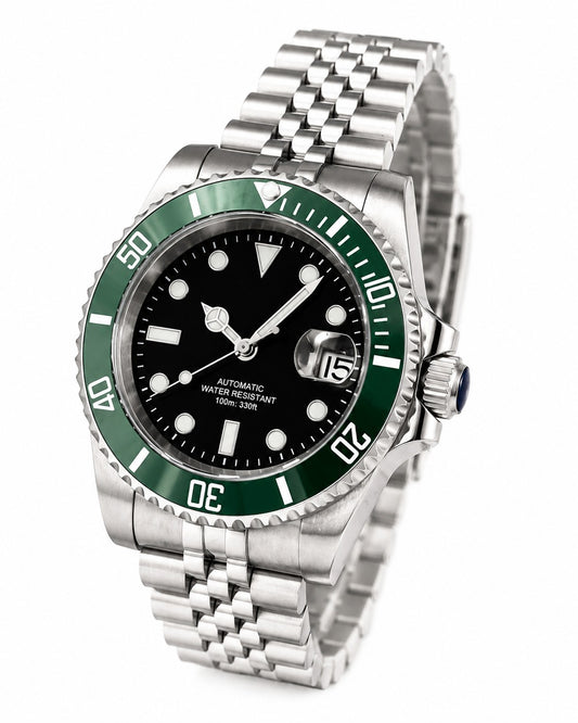 Quality Automatic Luxury Divers Watch Black Green 'Kermit' Seiko TMI NH35 1