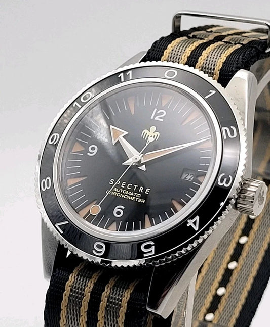 New Bond Automatic Dive Watch 41mm Sapphire Steel Black Dial 100m SPECTRE UK