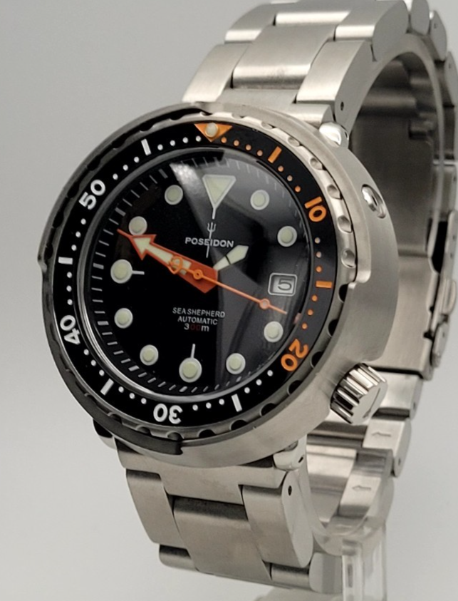 POSEIDON Automatic Black 'Tuna' Heavy Divers Watch 30ATM (SEIKO TMI) NH356