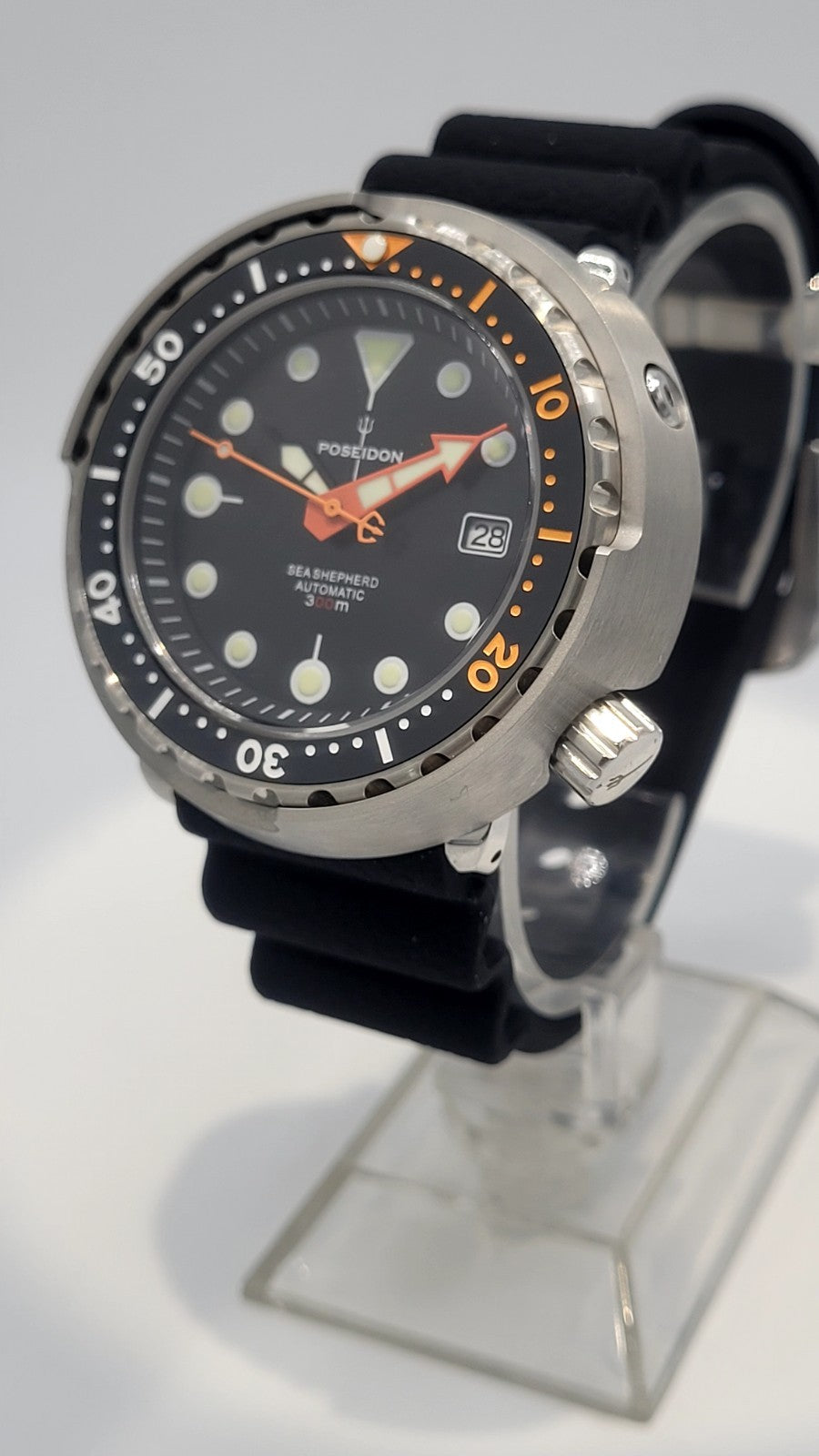 Tough 300m Automatic Dive Watch NH35 Sapphire Steel Black Orange Diver Poseidon5