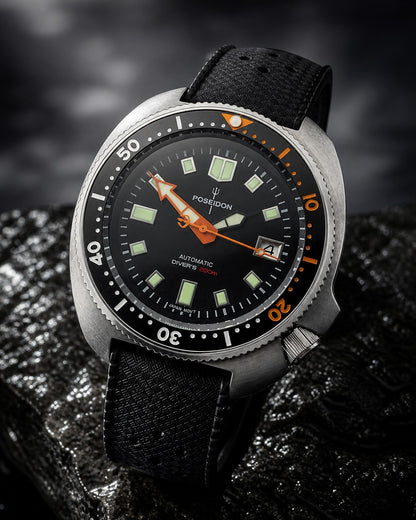 NH35 Automatic Dive Watch Mens 200m Sapphire Black Orange Lume Steel Diver UK  0