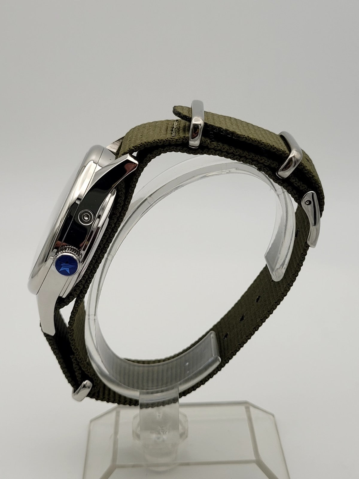 Automatic Pilot Watch 1963 Power Reserve Date Sapphire Military Strap Style7