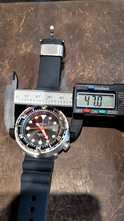 Tough 300m Automatic Dive Watch NH35 Sapphire Steel Black Orange Diver Poseidon18