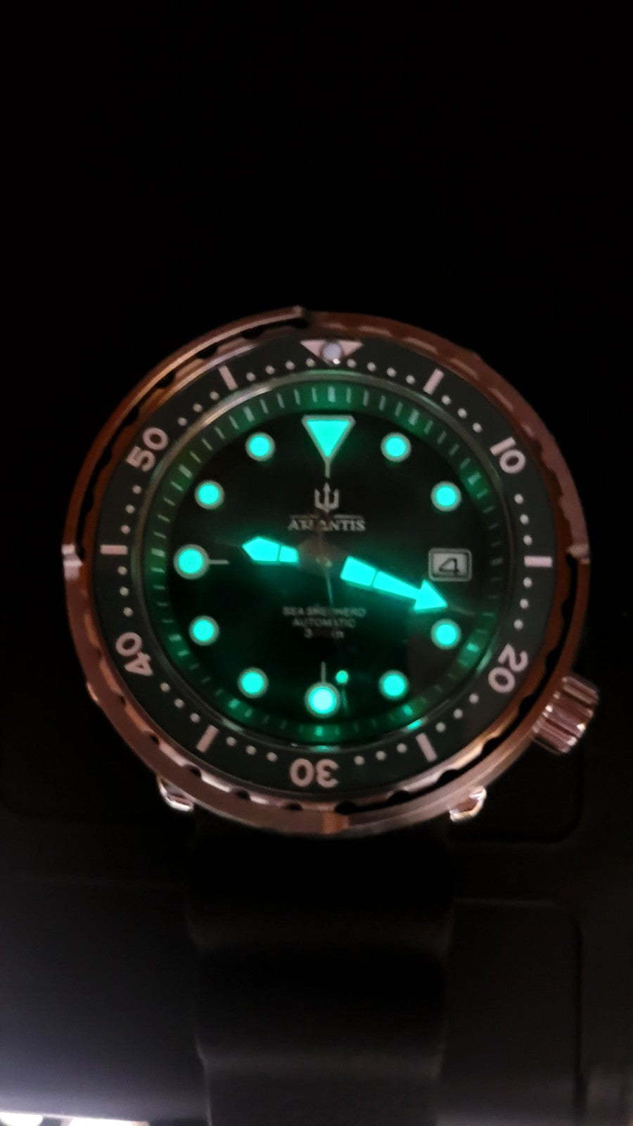 Atlantis Sea Shepherd Tuna Can Automatic Diver Watch 300m Green Dial NH35 Movt18