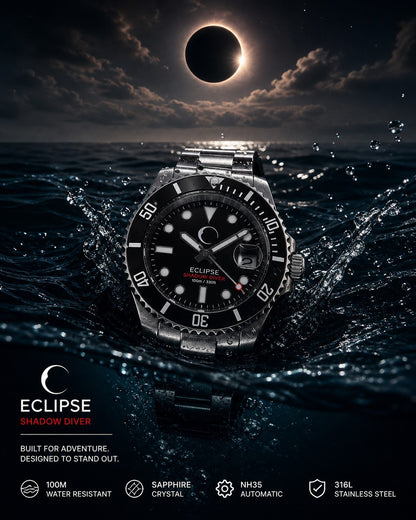Eclipse Shadow Diver Automatic Watch NH35 Sapphire 100m Stainless Steel2