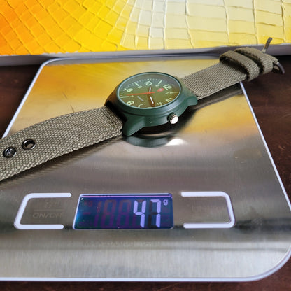 Rough And Tough 43mm Pilot Field Army Watch 3ATM WR Green Canvas Strap.9