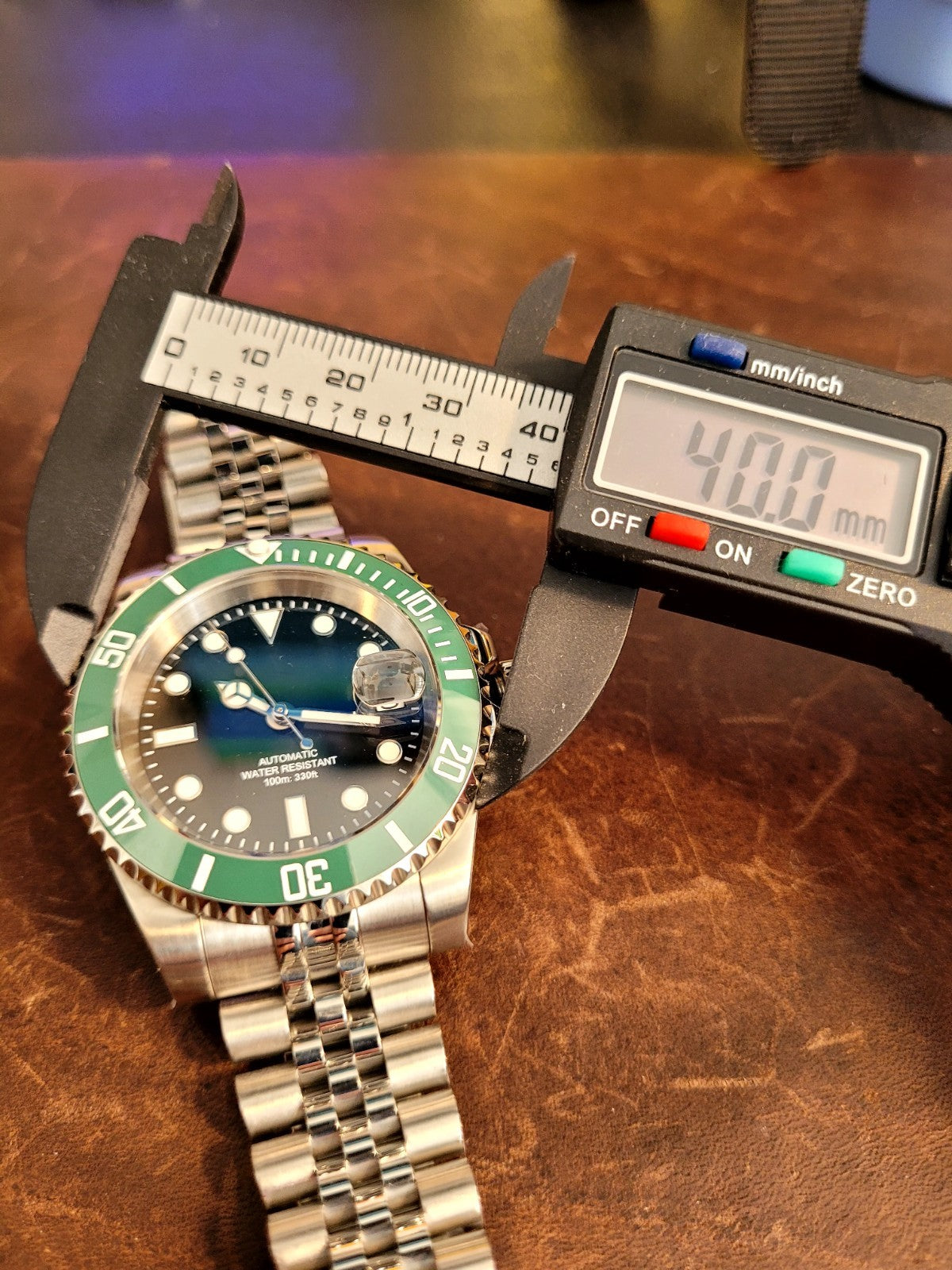 Custom Automatic Luxury Sub Black Green 'Kermit' Divers Watch Seiko TMI NH35 14