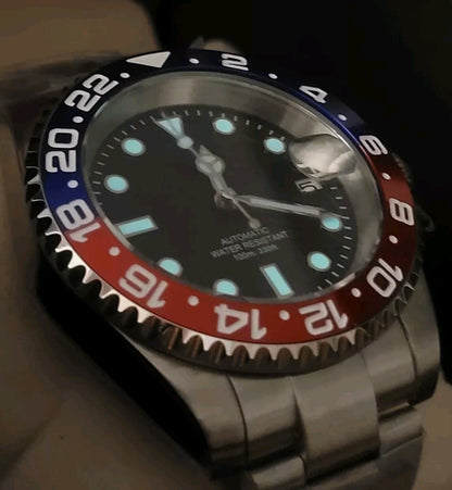 BNIB AUTOMATIC Custom Pepsi Divers Watch Seiko TMI NH35 10atm Sapphire 6
