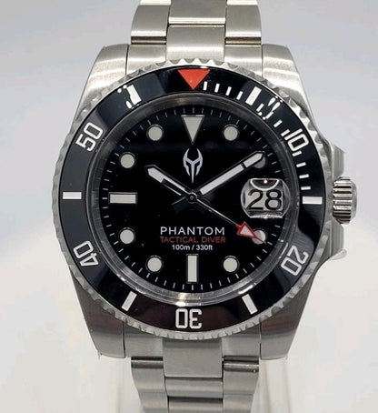 Phantom Shadow Diver NH35 Automatic Sapphire Steel Black Watch 10ATM 0