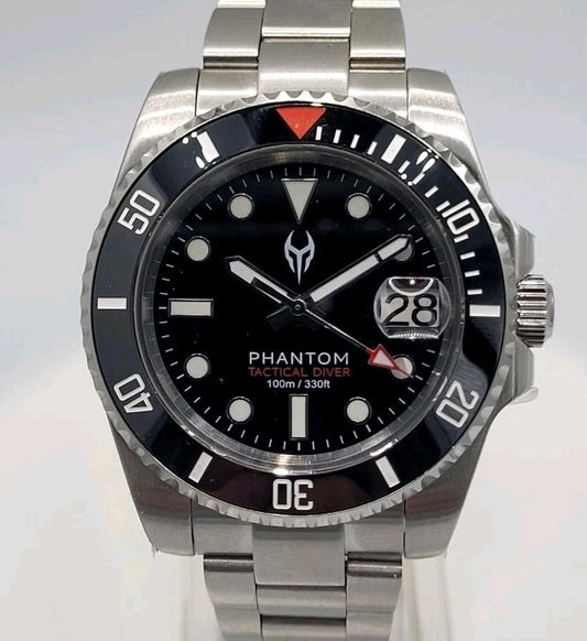 Phantom Shadow Diver NH35 Automatic Sapphire Steel Black Watch 10ATM 0