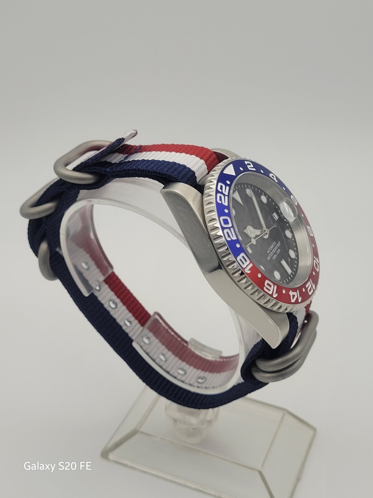 Custom 40mm Red White Blue Divers Watch Seiko TMI Nh35 Auto Movt 100m GB USA.4