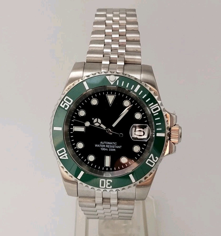 New Automatic Luxury Sub Black Green 'Kermit' Divers Watch Seiko TMI NH35 3