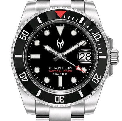 New Quality Automatic Divers Watch PHANTOM NH35 Sapphire Ceramic Black 100M.0