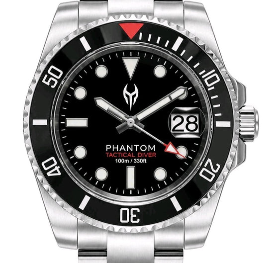 New Quality Automatic Divers Watch PHANTOM NH35 Sapphire Ceramic Black 100M.0