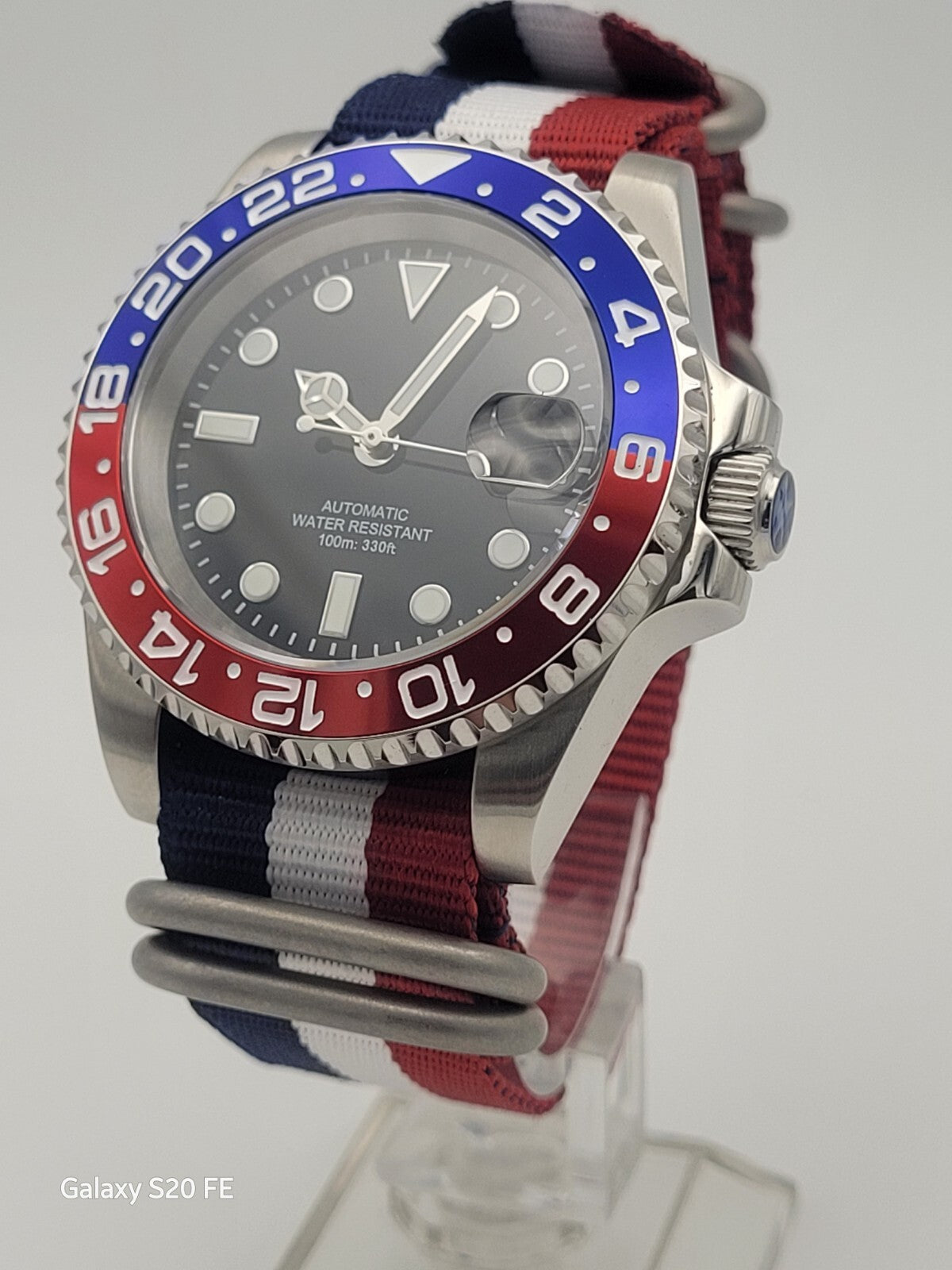 Custom 40mm Red White Blue Divers Watch Seiko TMI Nh35 Auto Movt 100m GB USA.1