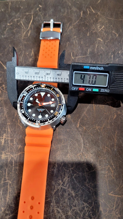 Automatic Tuna Diver Watch Orange Rubber Sapphire Crystal 300M Ceramic19