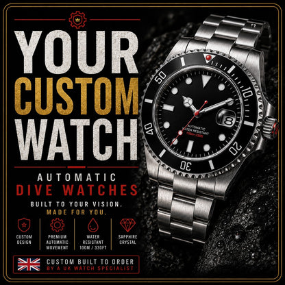 Fully Personalised Custom Watch Automatic Divers UK Seller Bespoke Your Design0