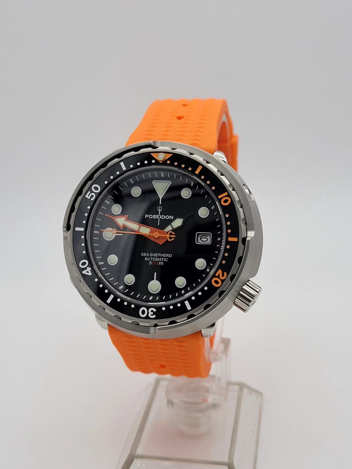 POSEIDON NH35 Automatic Orange Black 'Tuna' Divers Watch 300M WR SEIKO TMI4
