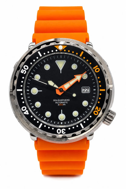 Automatic Tuna Diver Watch Orange Rubber Sapphire Crystal 300M Ceramic2