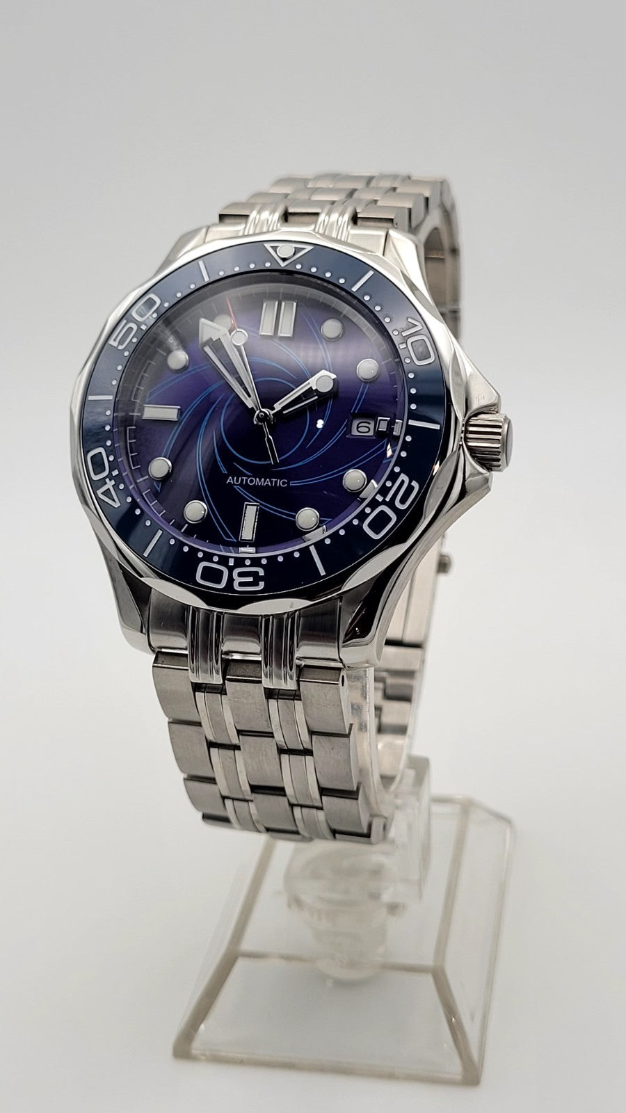 Blue Automatic Divers Watch Miyota Movement Sapphire 100M Steel Ceramic UK Sell5