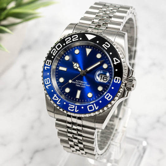 New Automatic Divers Watch Black Blue Bezel Sapphire Ceramic Steel UK Seller 1