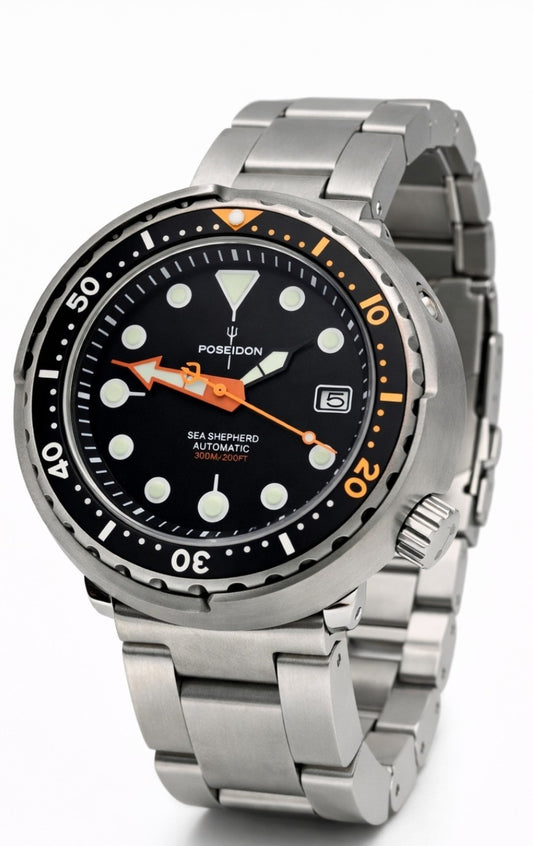 NH35 Automatic Divers Watch POSEIDON Heavyweight Black 'Tuna' 30ATM (SEIKO TMI) 0