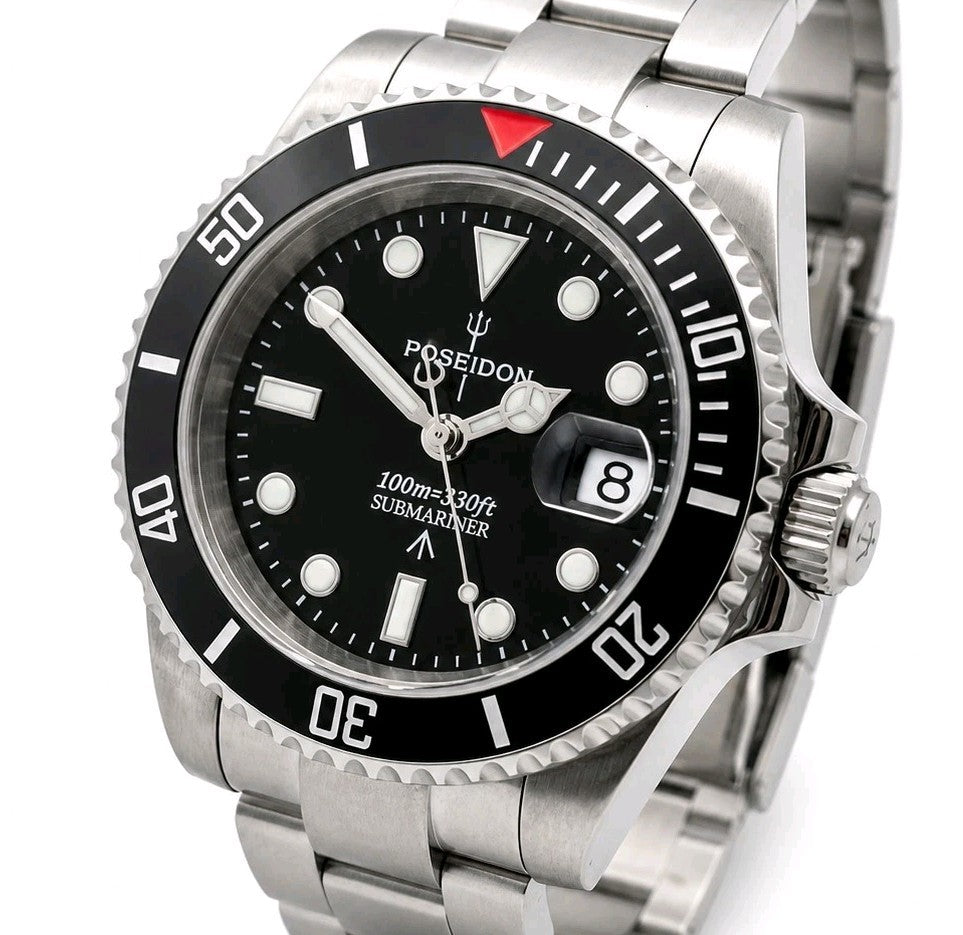 Poseidon Luxury Black Seiko Mod TMI NH35a Automatic Movement Divers Watch Japan0