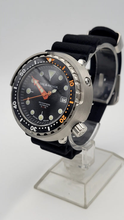 Sail & Anchor Black Automatic 'Tuna' Divers Watch 30ATM British By Design NH35 15