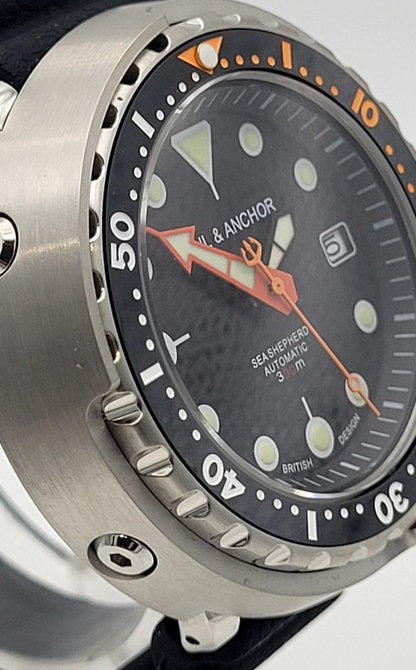 Sail & Anchor Black Automatic 'Tuna' Divers Watch 30ATM British By Design NH35 5