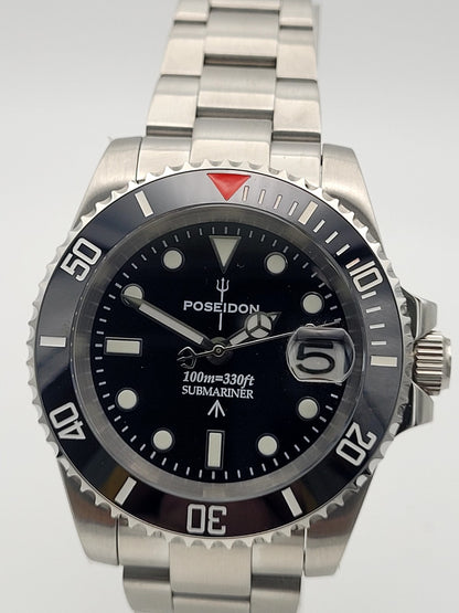 Poseidon Luxury Black Seiko Mod TMI NH35a Automatic Movement Divers Watch Japan5