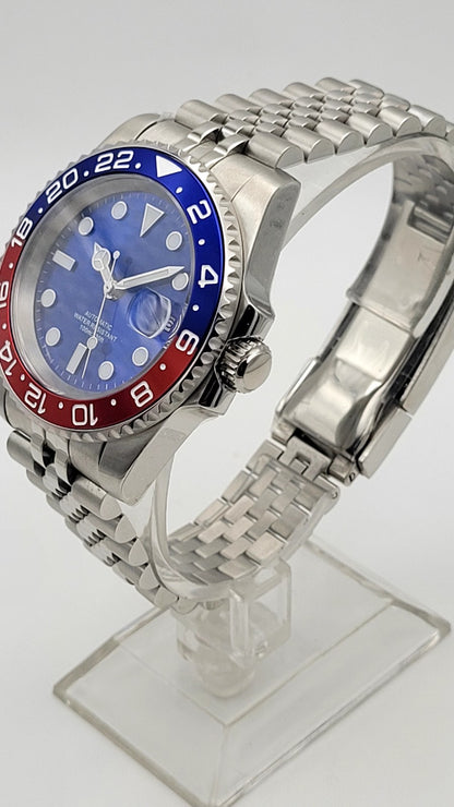 Automatic Dive Watch 40mm Pepsi Bezel Sapphire Date Steel UK Seller 9