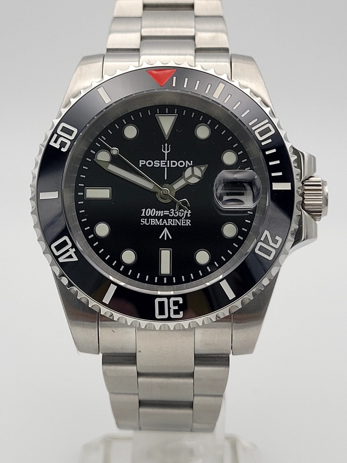 Poseidon Luxury Black Seiko Mod TMI NH35a Automatic Movement Divers Watch Japan4