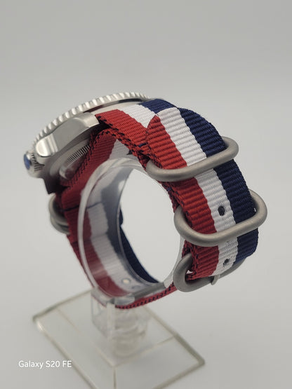 Custom 40mm Red White Blue Divers Watch Seiko TMI Nh35 Auto Movt 100m GB USA.7