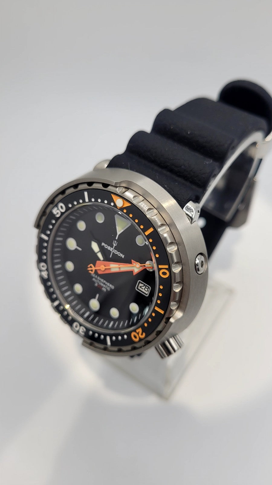 Tough 300m Automatic Dive Watch NH35 Sapphire Steel Black Orange Diver Poseidon7