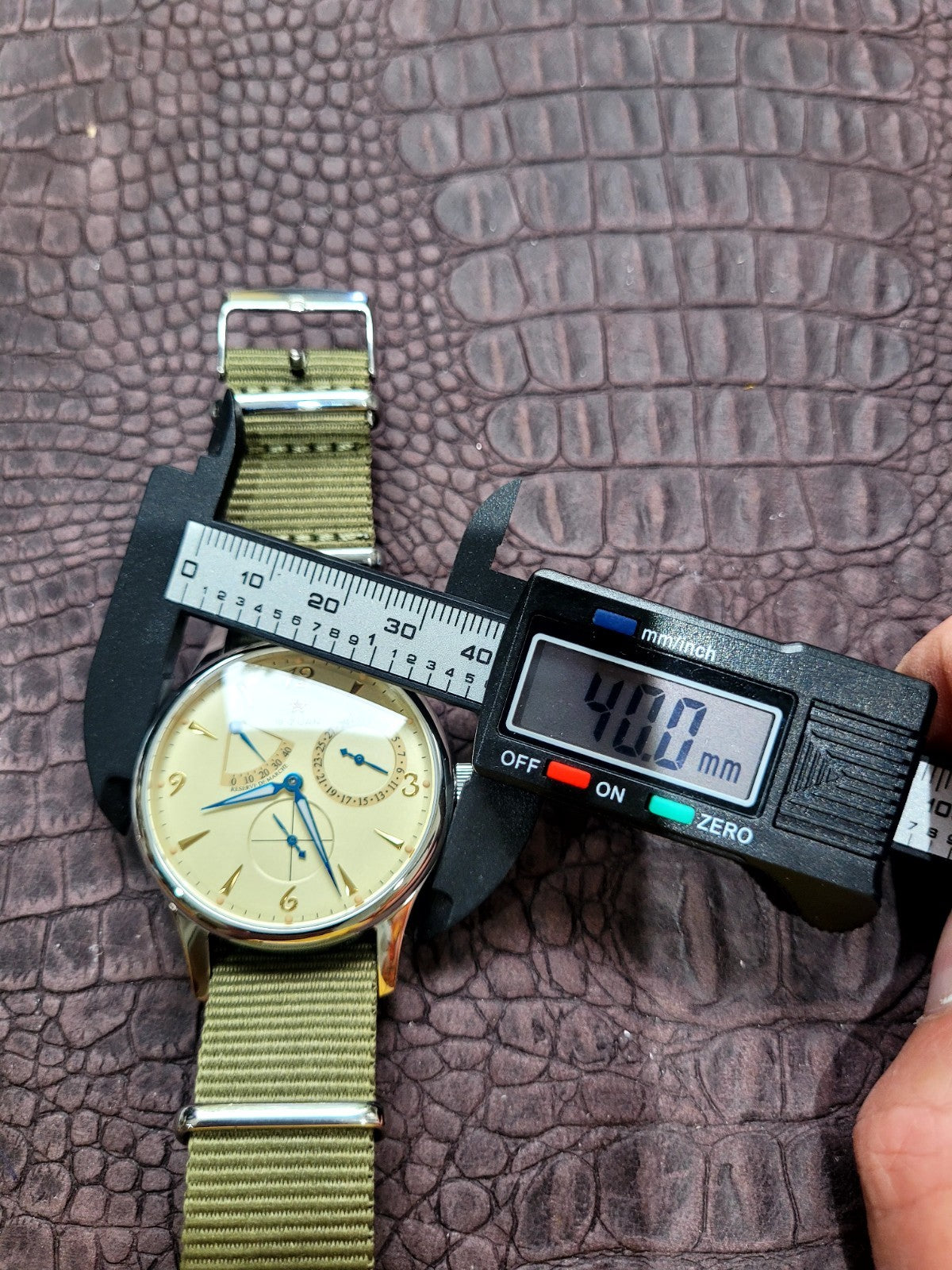 Automatic Pilot Watch 1963 Power Reserve Date Sapphire Military Strap Style13