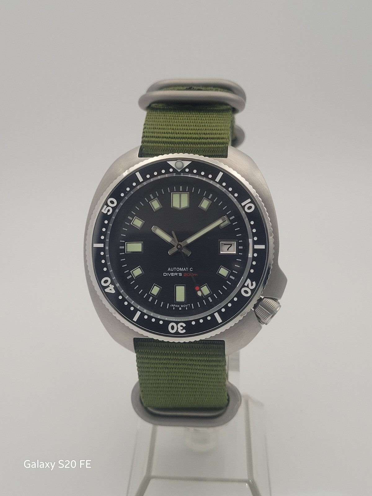 Automatic Diver Watch NH35 Sapphire 200m Stainless Steel Black Dial UK Seller 2