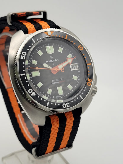 Poseidon Automatic Turtle Black Divers Watch NH35 (SEIKO TMI) Movt 200m11