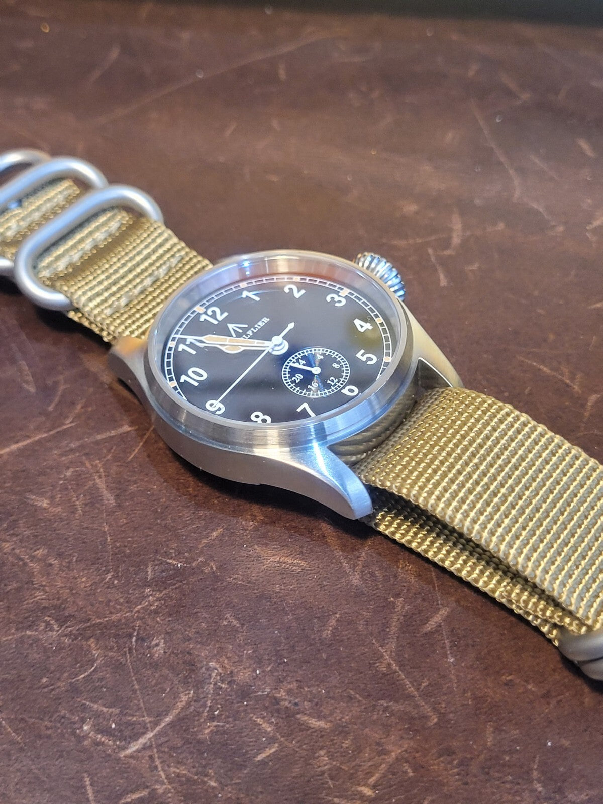 Mens Military Pilots Watch. 200M. 24HR Indicator. VH60 Japan Movt. Choice Strap.13