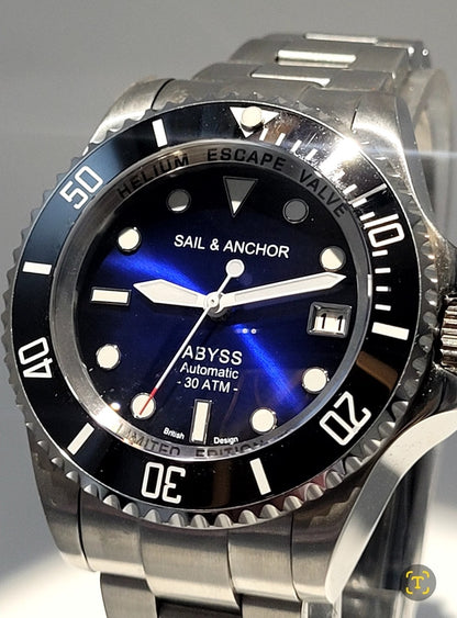 Blue Automatic Divers Watch 'ABYSS' NH35 Ceramic Sapphire 300m Sail & Anchor 6