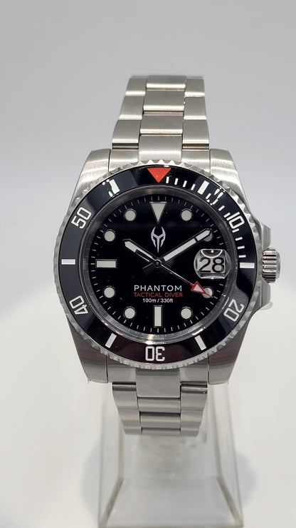 PHANTOM Tactical Diver Automatic Watch NH35 Sapphire Ceramic Black Diver 10ATM12