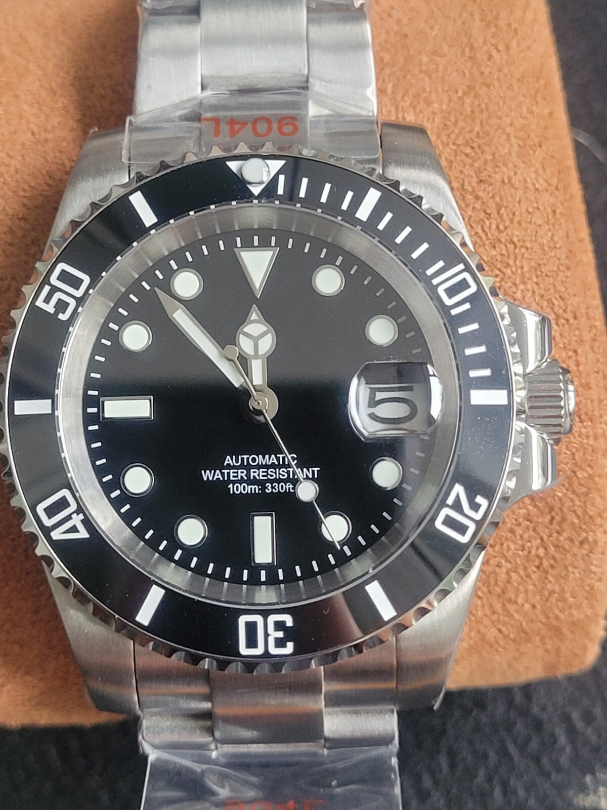 New Automatic Black Divers Sub Watch Seiko TMI NH35 Movement 100m3