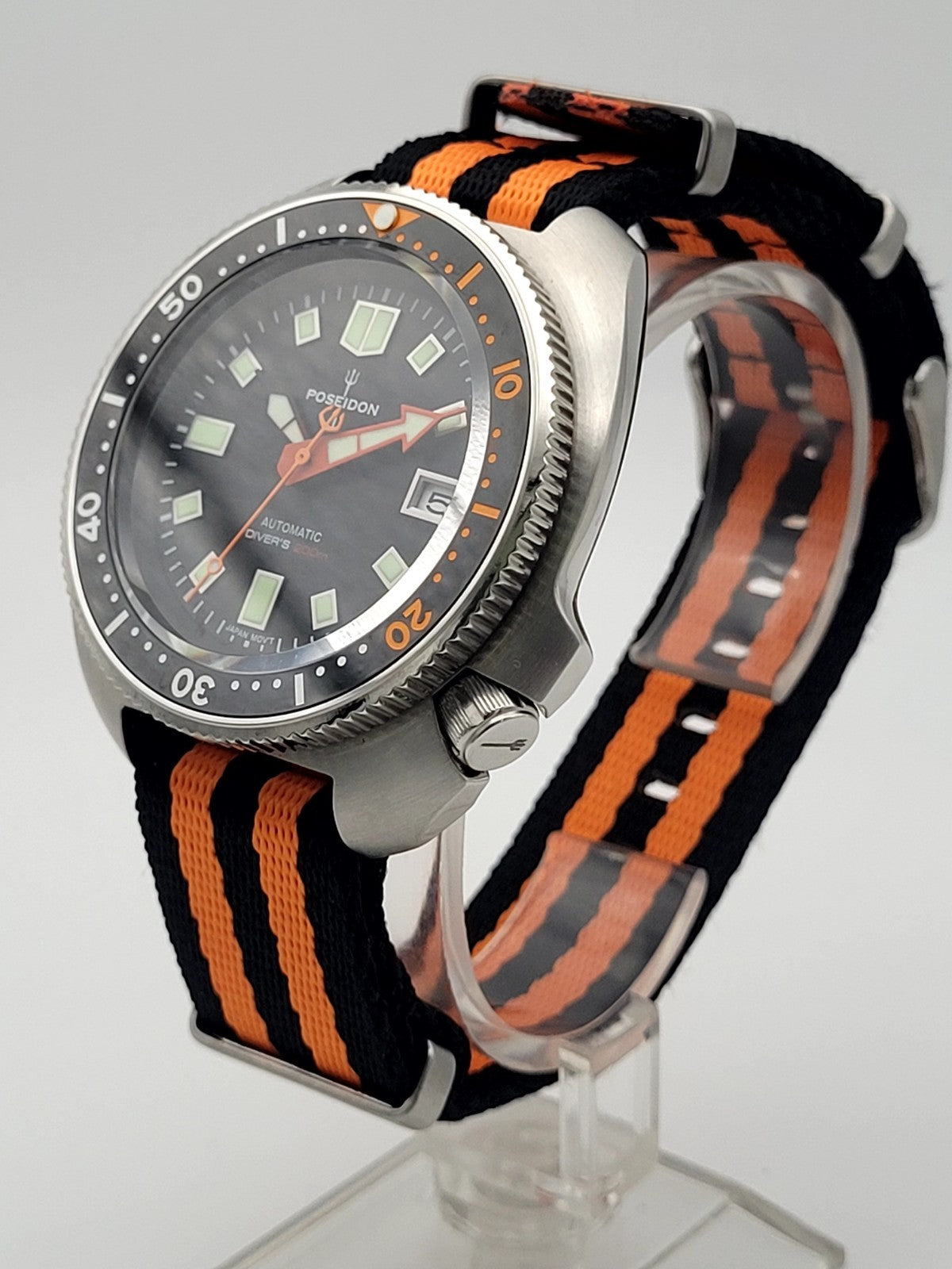 Poseidon Automatic Turtle Black Divers Watch NH35 (SEIKO TMI) Movt 200m3