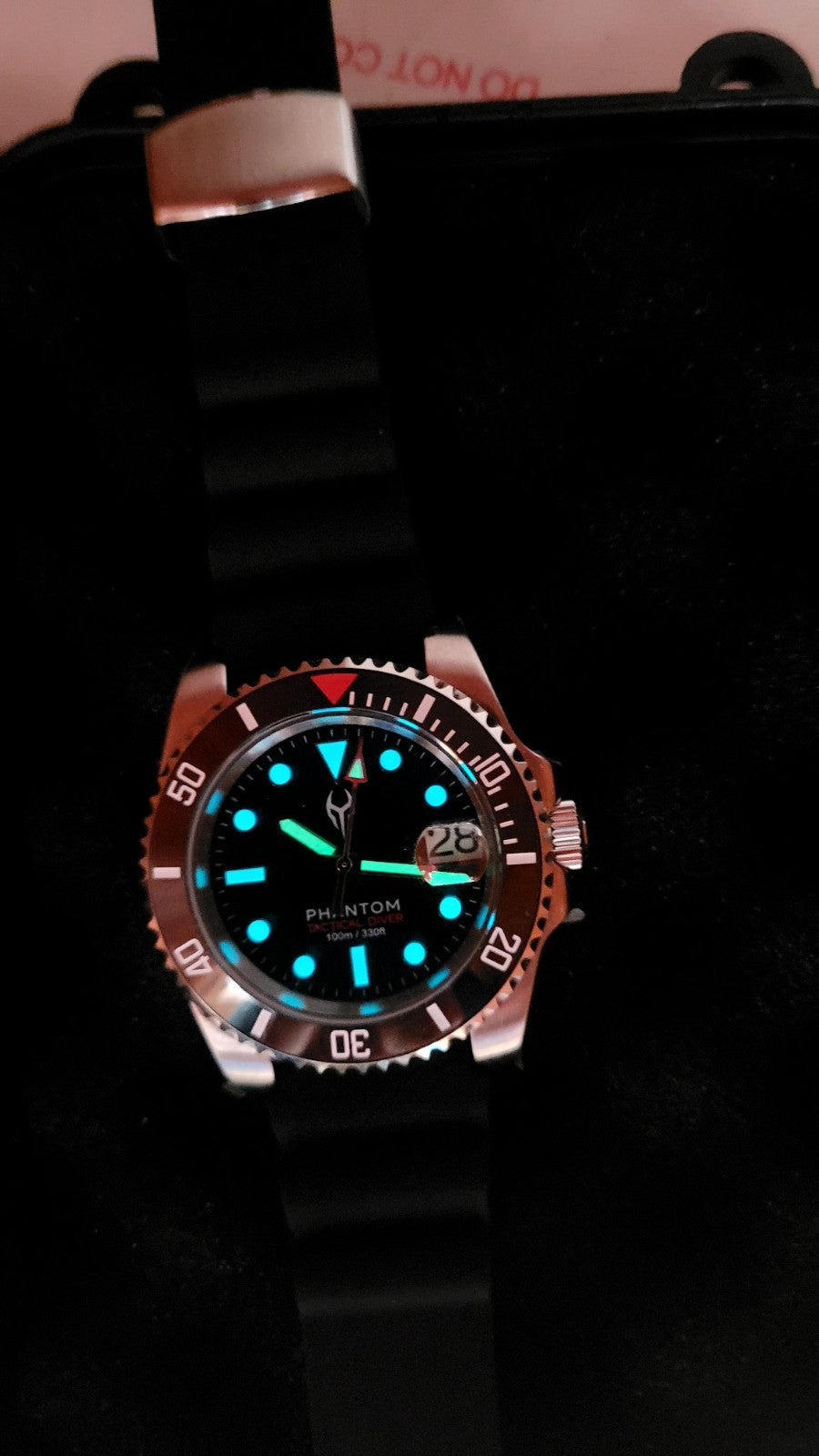 NH35 AUTOMATIC DIVERS WATCH Phantom Tactical Diver Sapphire Rubber Black 10ATM 20
