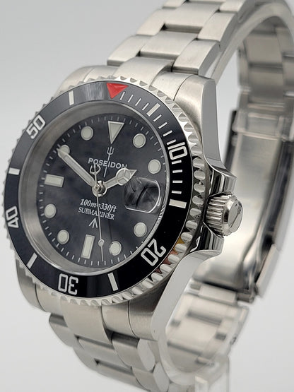 Poseidon Luxury Black Seiko Mod TMI NH35a Automatic Movement Divers Watch Japan1