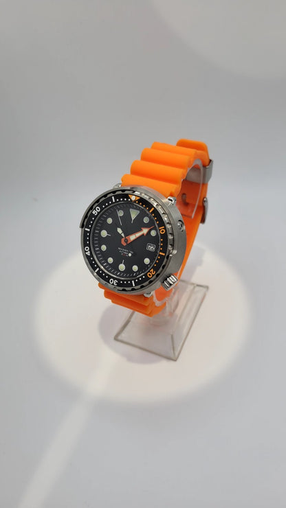 Automatic Tuna Diver Watch Orange Rubber Sapphire Crystal 300M Ceramic4