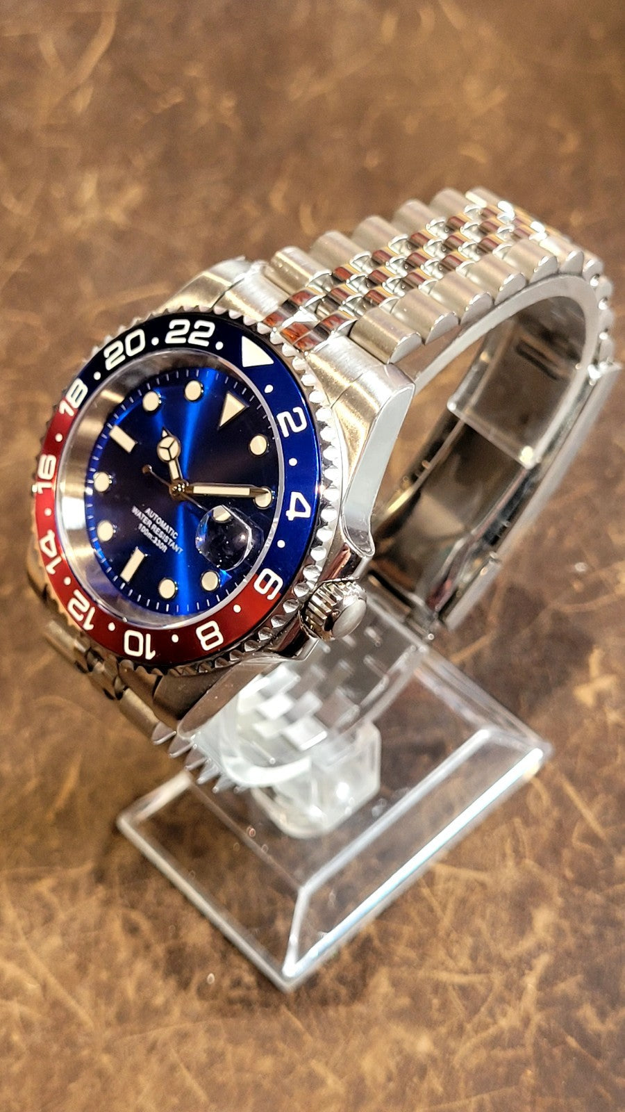 Automatic Dive Watch 40mm Pepsi Bezel Sapphire Date Steel UK Seller 7