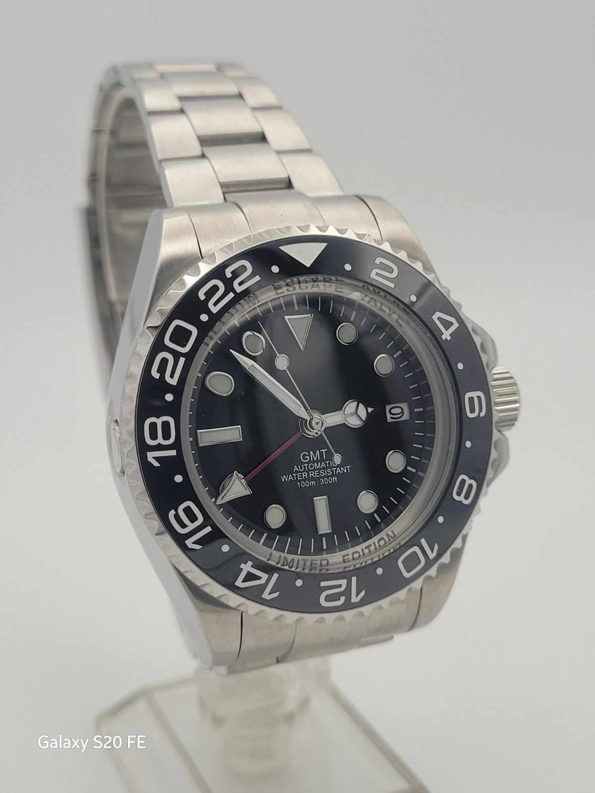 Men's Custom 43mm Black Divers Watch NH34 Seiko TMI Automatic Movt 100m GMT .7