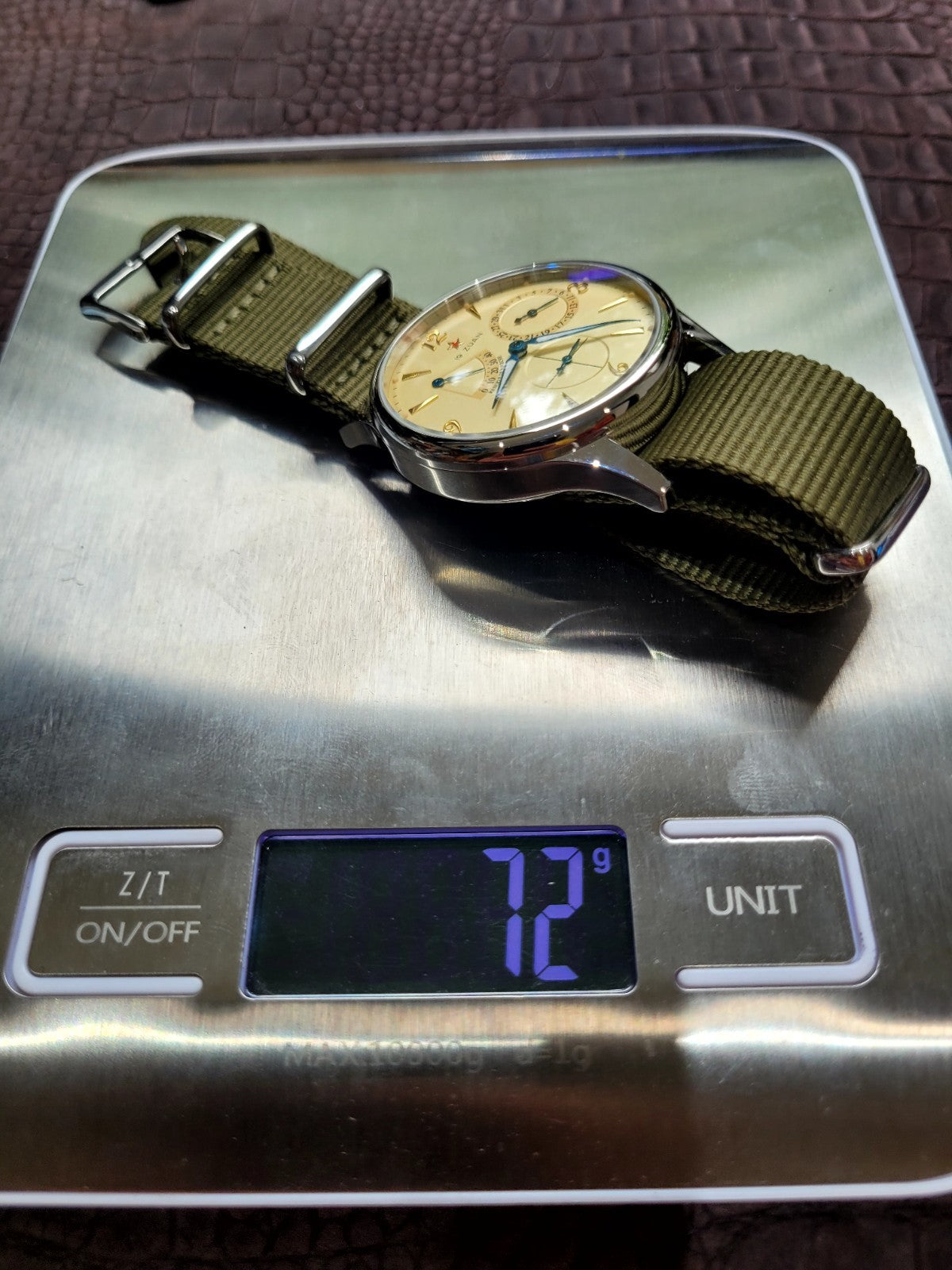 Automatic Pilot Watch 1963 Power Reserve Date Sapphire Military Strap Style11